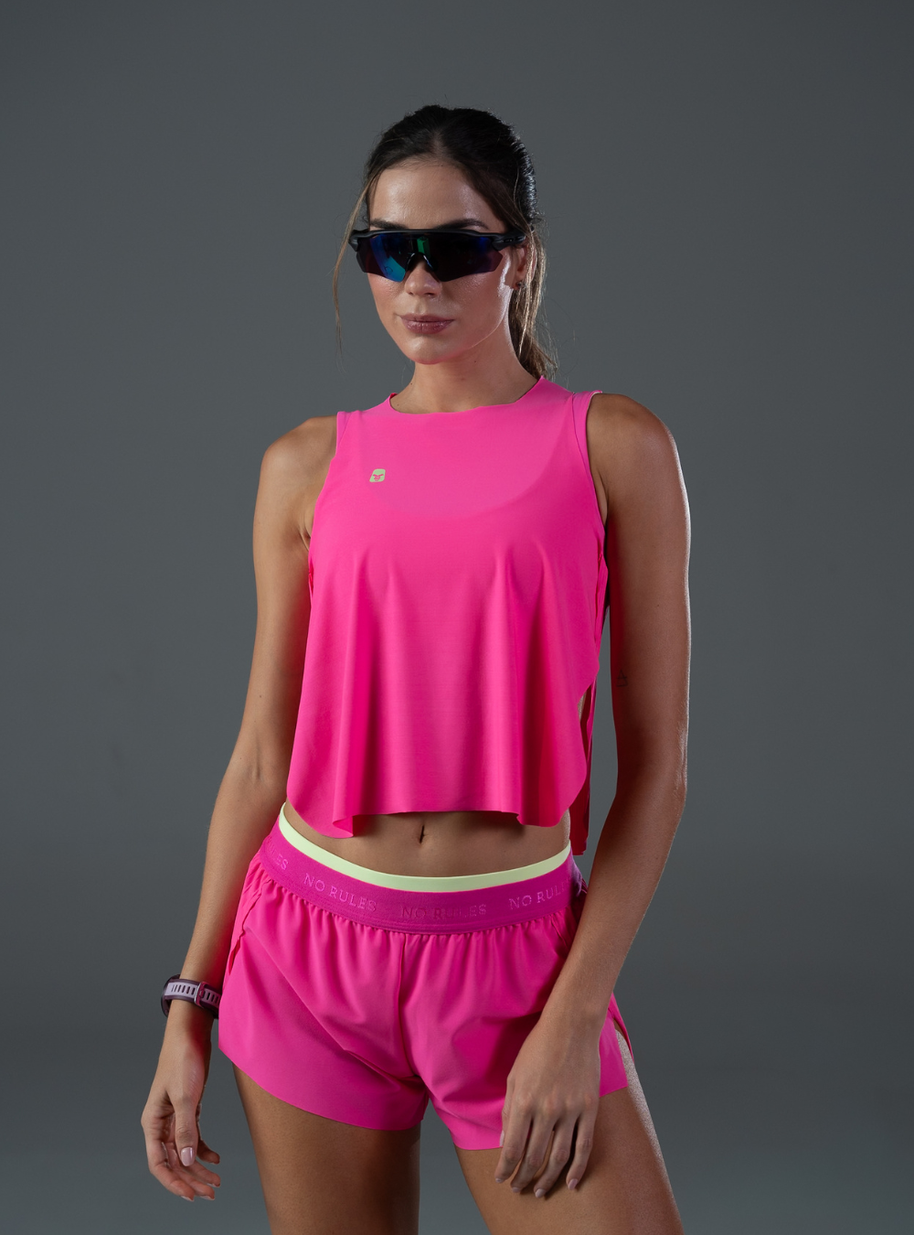 Pleat Tank Top Neon Pink