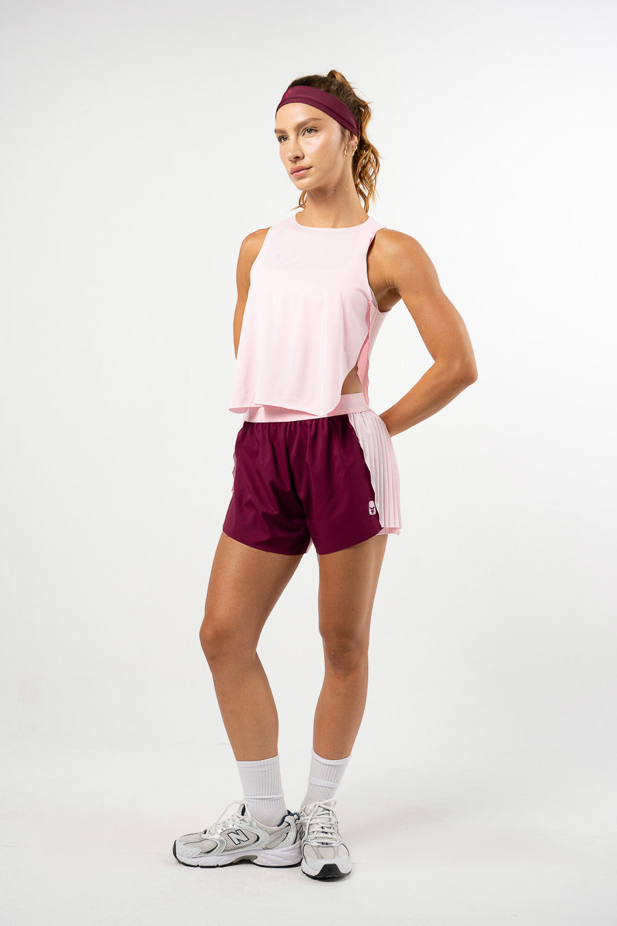 Top fruncido con bajo peplum Bubble Gum
